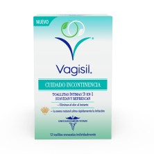 Vagisil Cuidado Incontinencia Toallitas Íntimas 2 en 1 12 Unidades