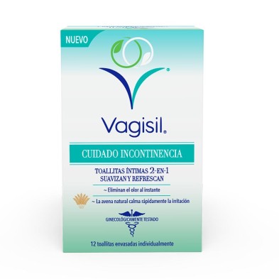 Vagisil Cuidado Incontinencia Toallitas Íntimas 2 en 1 12 Unidades