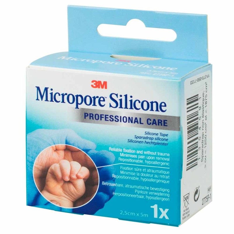 3 M Esparadrapo Hipoalergénico Silicona 1 Rollo 5 m X 2,5 cm