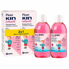 Duplo Kin Flúor Infantil Enjuague Bucal Fresa 500+500 ml